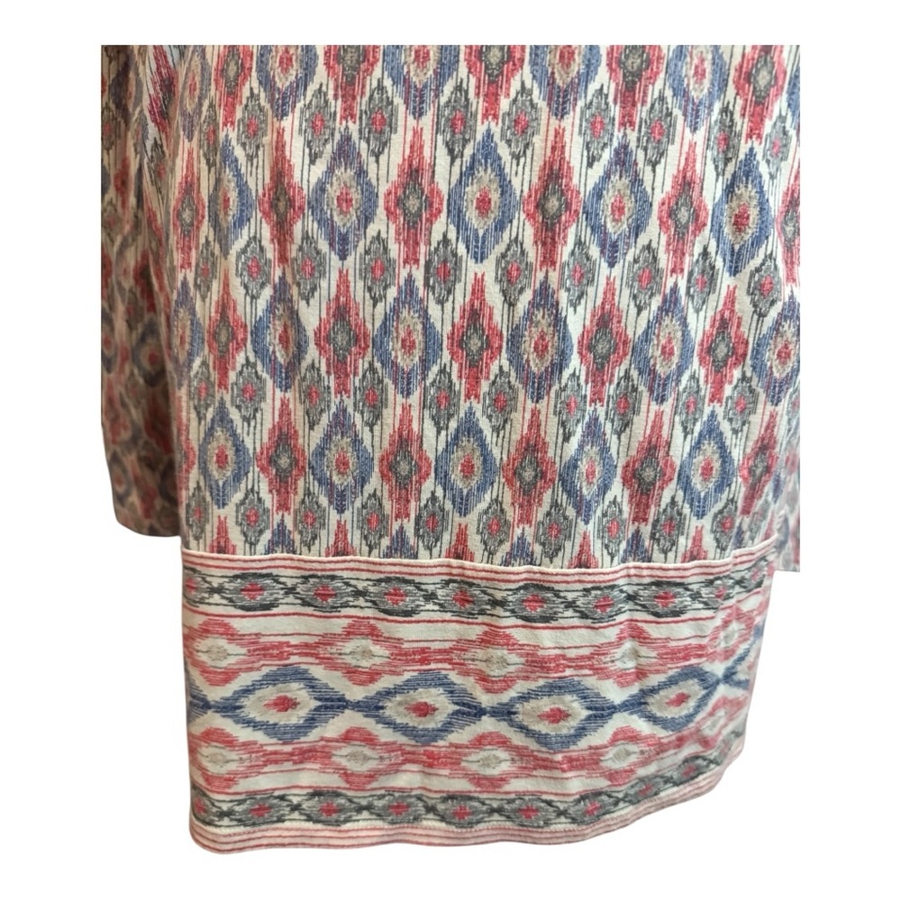 J.Jill Geometric Ikat Print Dress Professional Resortwear Coral Blue - Picture 4 of 6